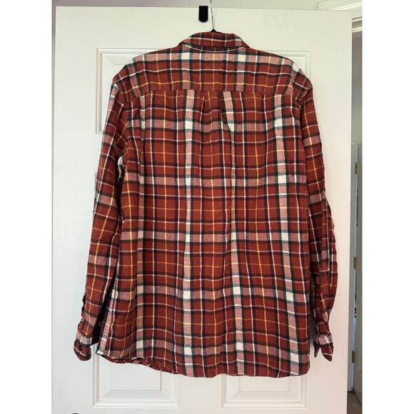 L.L.Bean Mens Flannel XL Regular Plaid Mens Shirt Collared Rust Orange Yellow - Picture 5 of 5